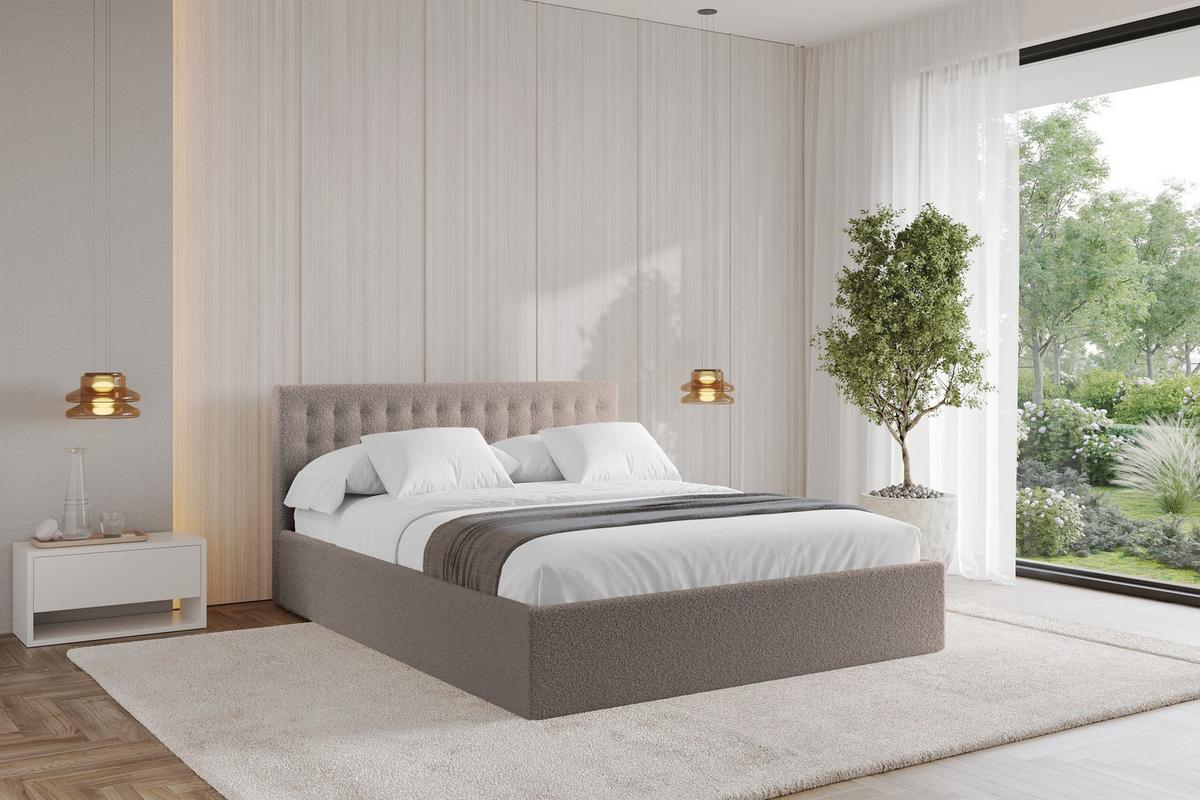 POLSTERBETT mit Bettkasten und Lattenrost, Boxbett ohne Matratze - PARI 160x200 Braun - Braun, Holzwerkstoff/Textil (160/200cm) - ALTDECOR