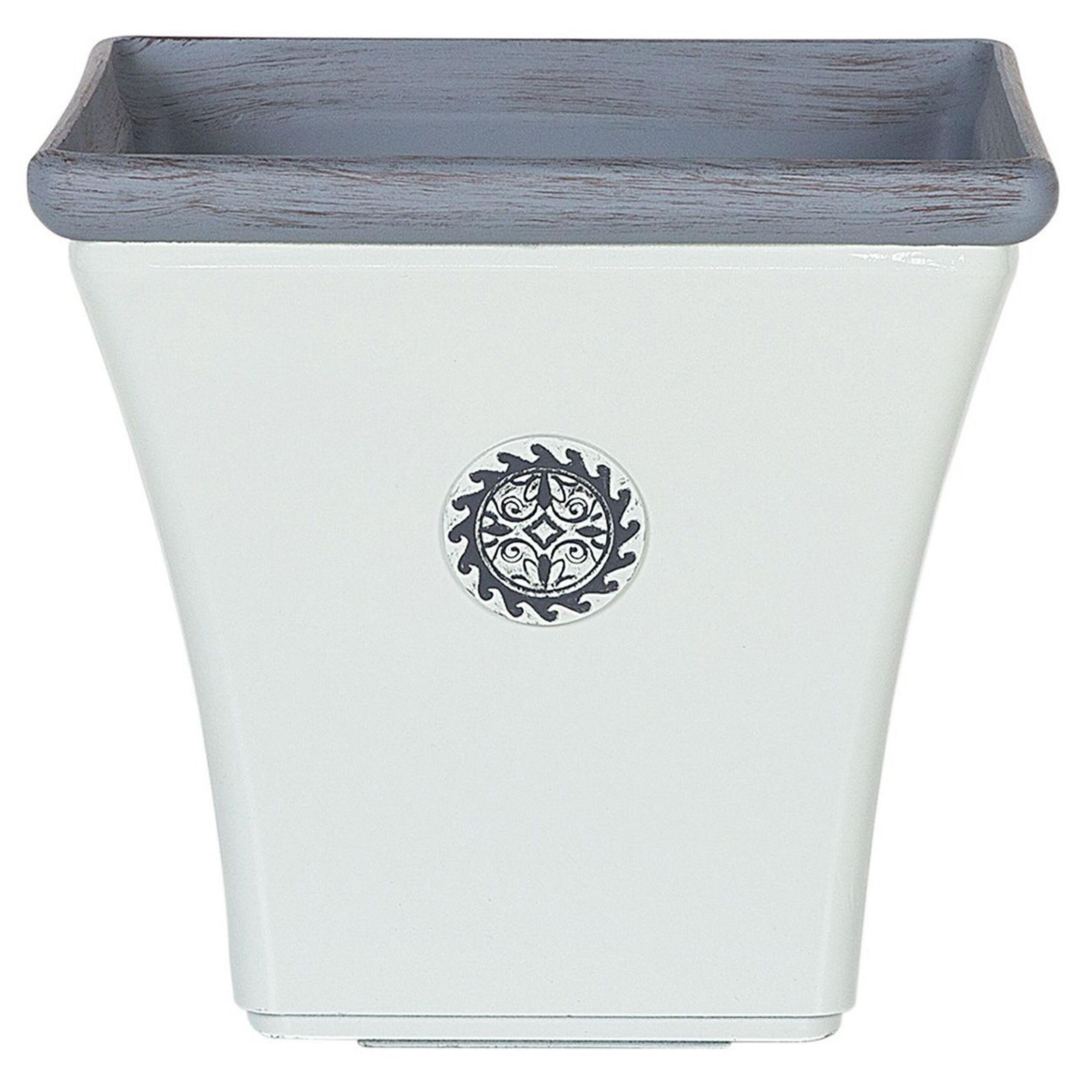 BLUMENTOPF weiß quadratisch 37/37/35 cm Elateia - Blau/Weiß, Stein (35cm) - Beliani