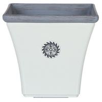 BLUMENTOPF weiß quadratisch 37/37/35 cm Elateia - Blau/Weiß, Stein (35cm) - Beliani