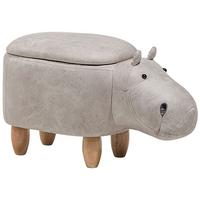 TIERHOCKER Hippo 60/32/35 cm - Grau, Kunststoff/Textil (32/35/60cm) - Beliani