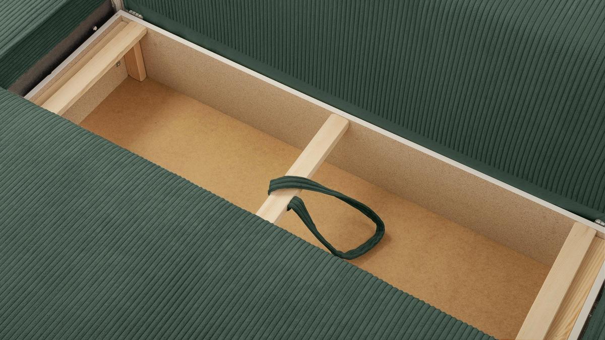 WOHNLANDSCHAFT Cedria Grün 389/145/85 cm mit Schlaffunktion - Dunkelgrün/Schwarz, Kunststoff/Textil (389/85/145cm) - AX Living