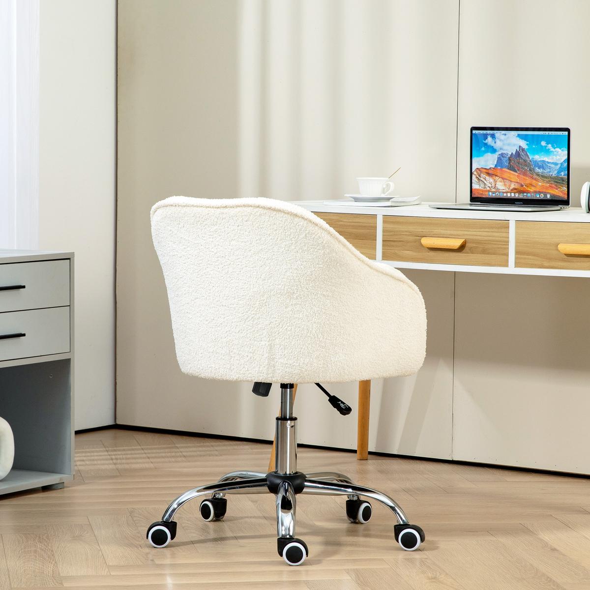 BÜROSTUHL Polyester Kunstleder Cremeweiß - Weiß, Kunststoff (61/86/56cm) - HOMCOM