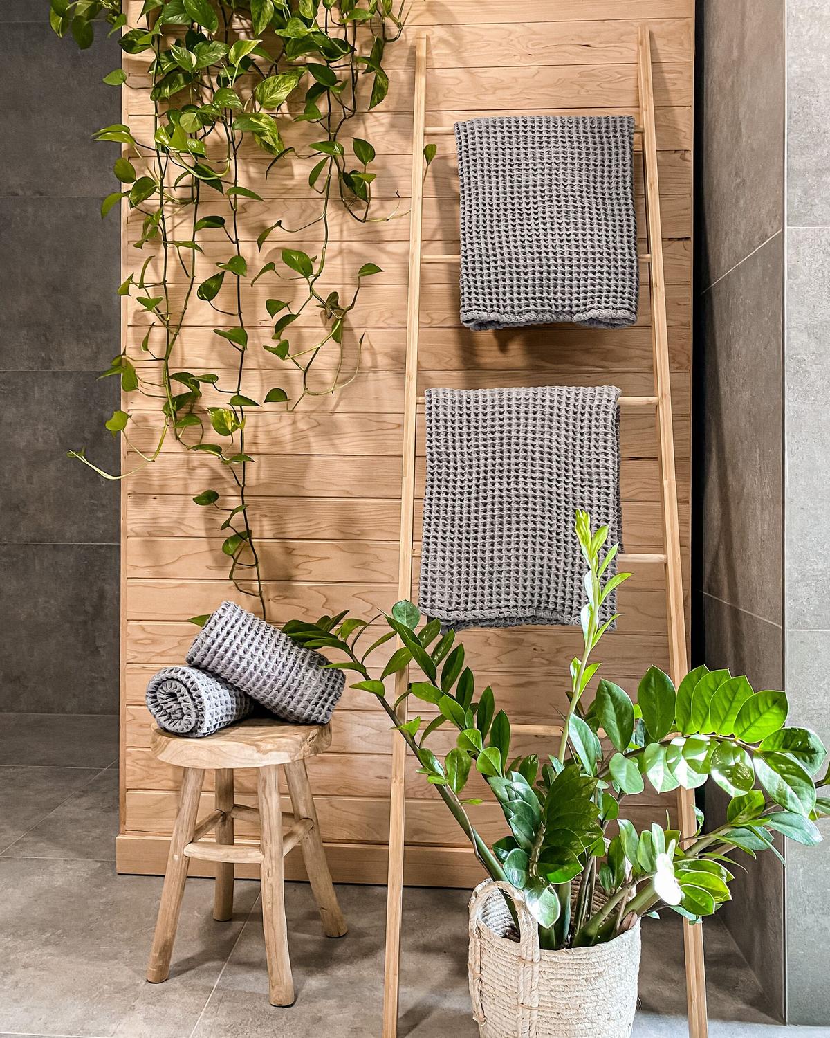 BADEHANDTUCH 11-teiligGrau Areora - Grau, Textil (100/150cm) - Beliani