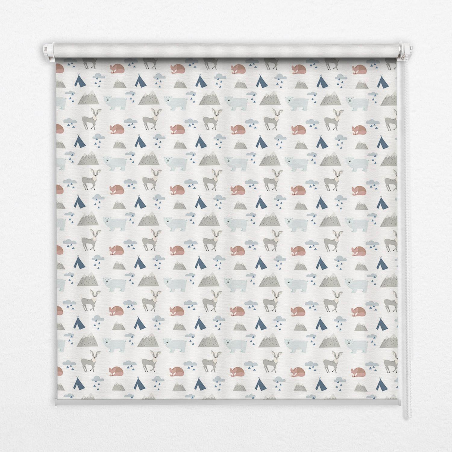 INNENROLLO - Fensterrollo - Rollo - 150x180 cm - Berge Regen Tiere - Grau, Kunststoff (150/180/0.5cm) - TULUP