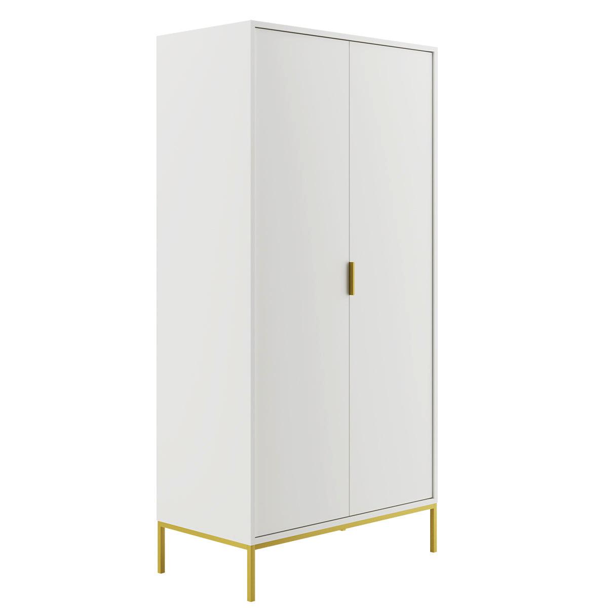 SCHRANK 2 Türen Seattle Weiß - Goldfarben/Weiß, Holzwerkstoff (100/205.4/55cm) - Petits-meubles