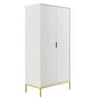 SCHRANK 2 Türen Seattle Weiß - Goldfarben/Weiß, Holzwerkstoff (100/205.4/55cm) - Petits-meubles