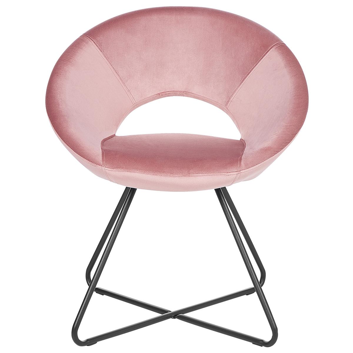 SESSEL Samtstoff Rosa Rachel - Pink, Textil/Metall (65/77/57cm) - Beliani