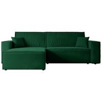 ECKSOFA mit Schlaffunktion und Bettkasten CELTIC-XL - 277x143x83 cm Grün Velours - Schwarz/Grün, Holzwerkstoff/Kunststoff (277/143cm) - ALTDECOR