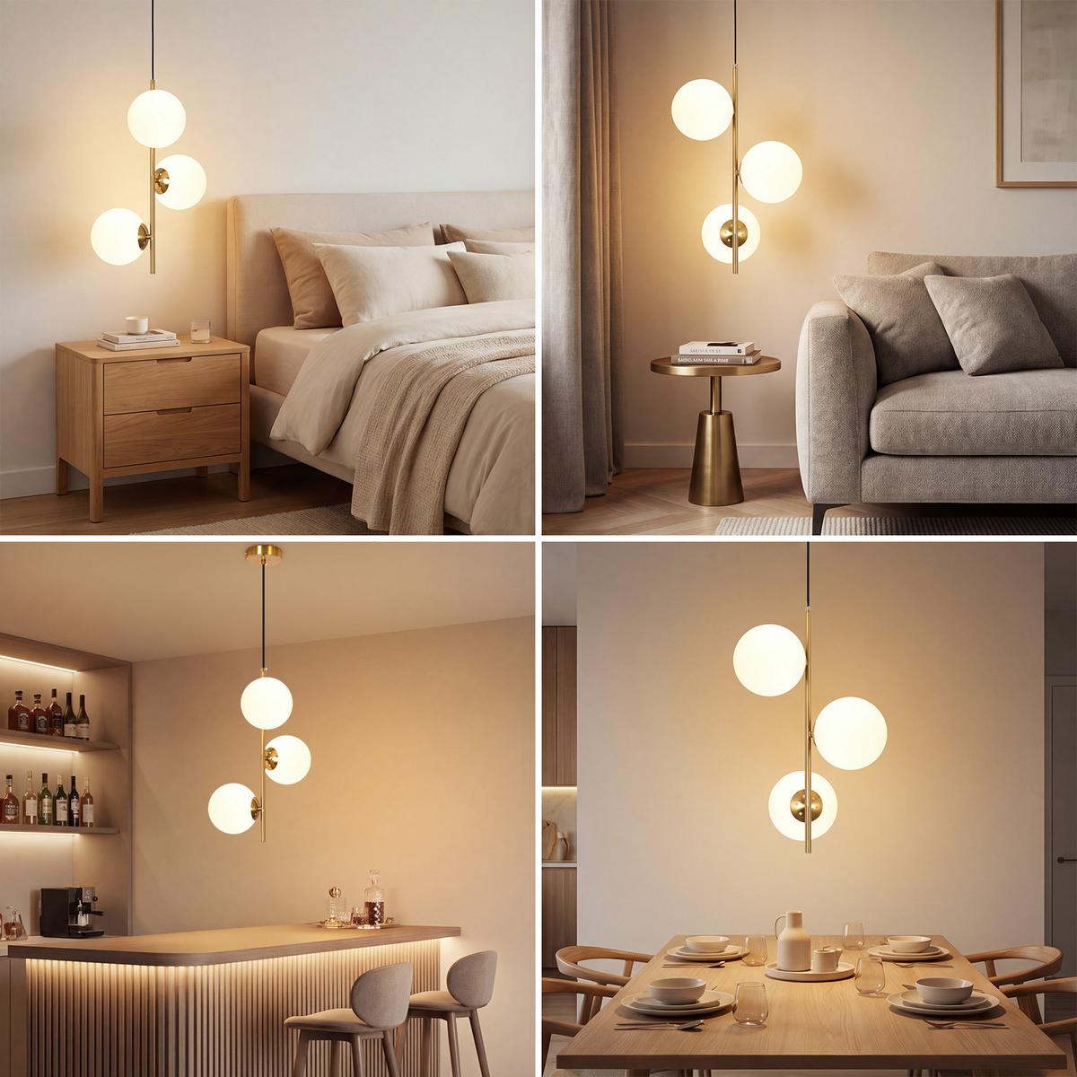 PENDELLEUCHTE Fyrith 34.5/15/150 cm - Goldfarben/Weiß, Glas/Metall (34.5/15/150cm) - ZMH