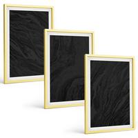 BILDER SET 3er Set - 40x60 cm Goldrahmen - Dunkler Marmor, elegante Texturen - Goldfarben, Kunststoff (40/60cm) - TULUP