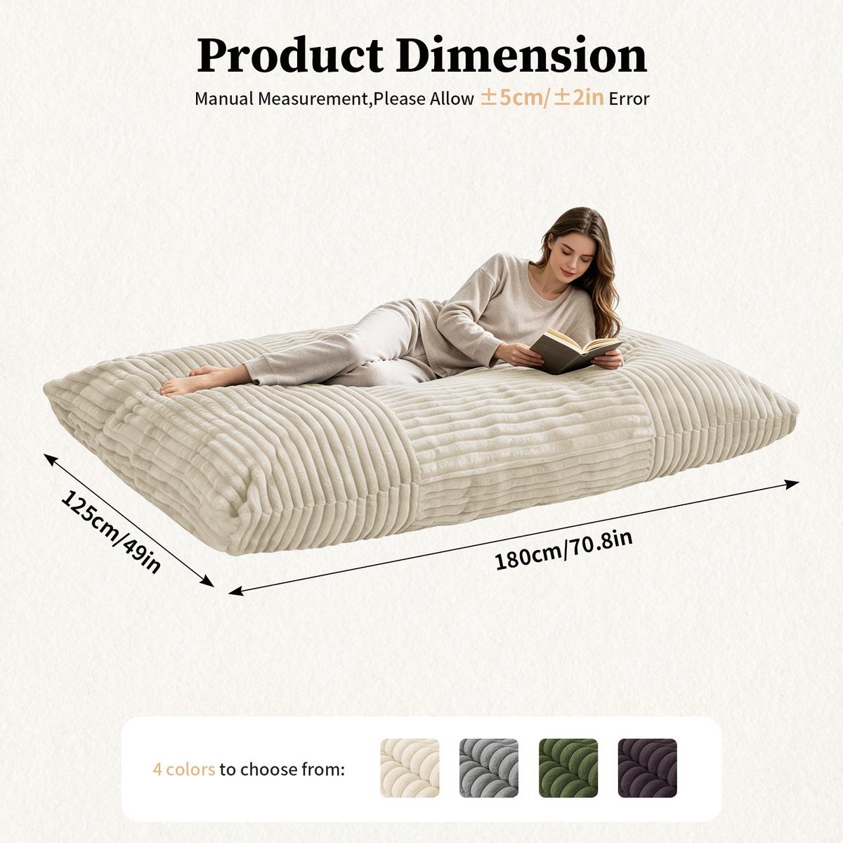 SITZSACK XXL 3-IN-1 aus Kordsamt als Sessel, Sofa und Bett - Weiß, Textil (180/25/125cm) - Urban Meuble