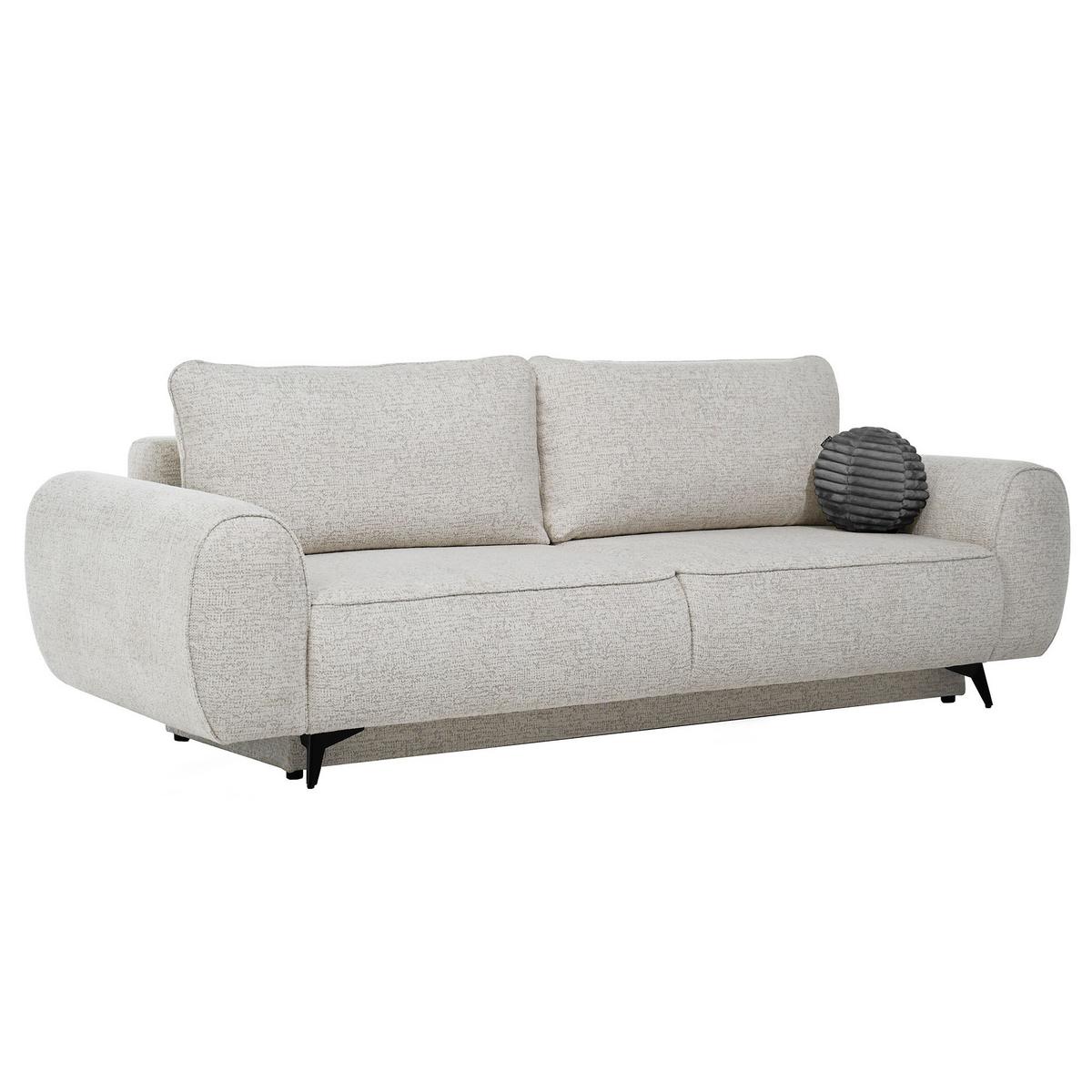 SCHLAFSOFA Vito 3-Sitzer mit Bettkasten, DL-System, Chenille-Stoff, Beige - Beige/Schwarz, Textil (256/90/99cm) - Beautysofa