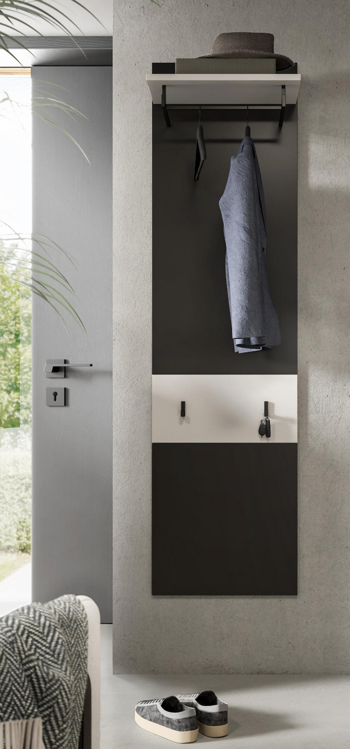 GARDEROBENPANEEL in grau, weiß, Wandgarderobe 45 x 165 cm, Cooper - Weiß/Grau, Holzwerkstoff/Metall (45/165/29cm) - Inn.Furn
