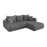 ECKSOFA mit Schlaffunktion Ottomane Rechts TOKO-L-v1 277x194x86 Grau Velours - Taupe/Schwarz, Holzwerkstoff/Kunststoff (277/194cm) - ALTDECOR