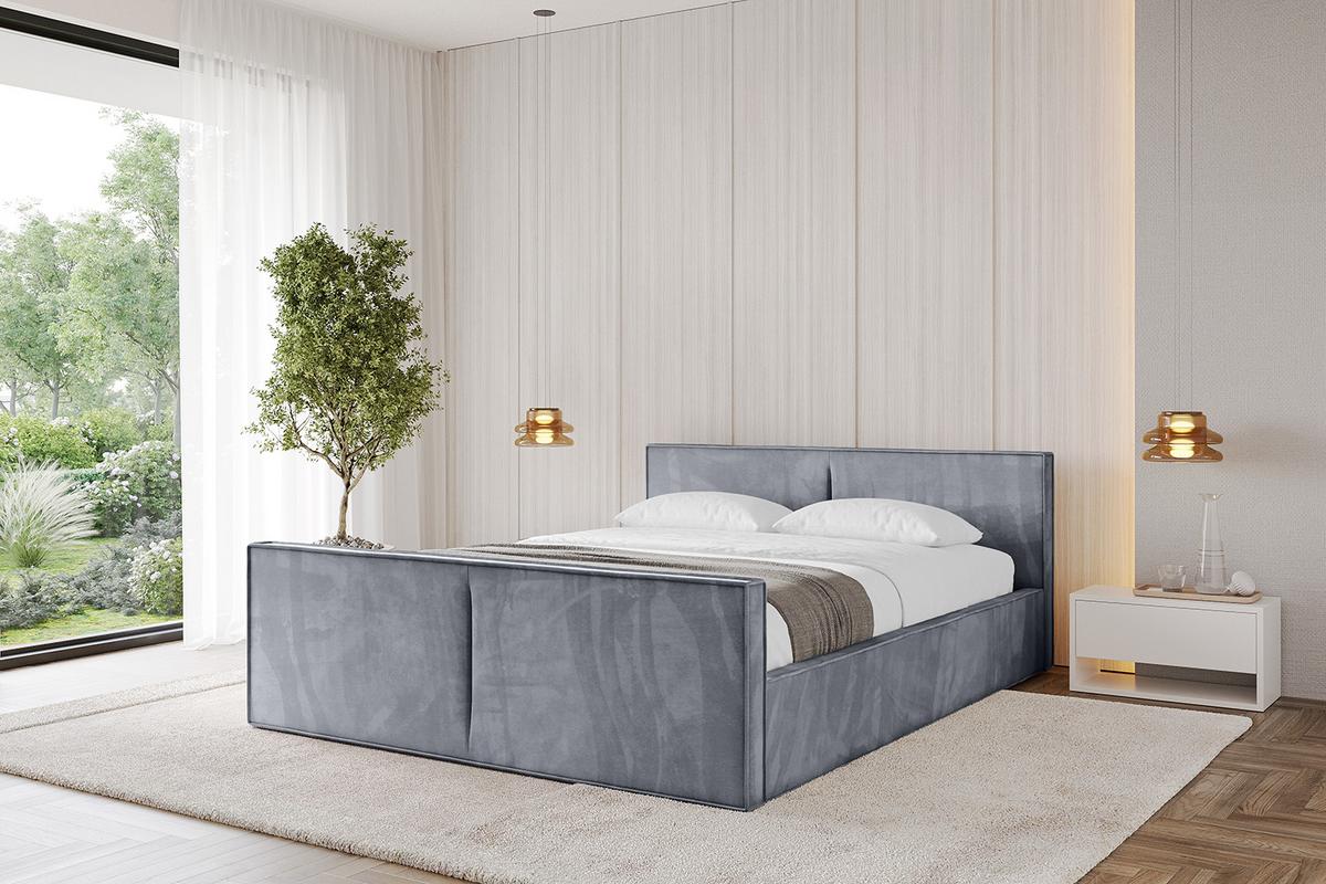 POLSTERBETT mit Bettkasten, Fußteil und Lattenrost, Boxbett mit Matratze H3/H4 - TIVON-Z-V1 180x200 Grau - Grau, Holzwerkstoff/Textil (180/200cm) - ALTDECOR