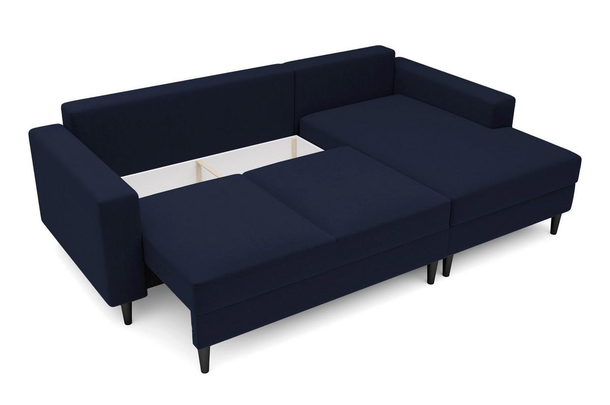 ECKSOFA Nalika Dunkelblau Velours - Schwarz/Dunkelblau, Holz/Textil (230/143cm) - Selsey