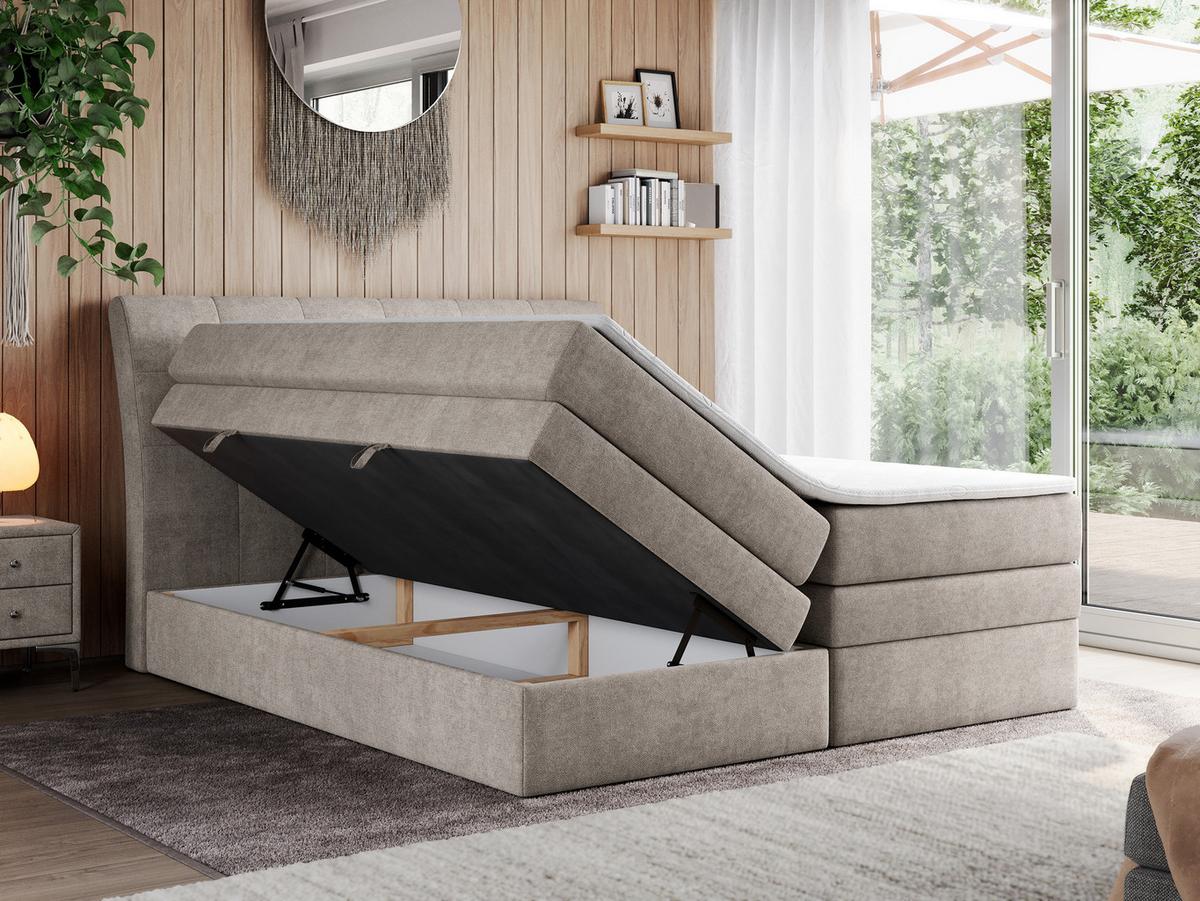 BOXSPRINGBETT GOLD-10 KING 120/200 Beige Struktur - H3 - Beige, Holz/Textil (120/200cm) - MKS