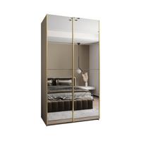 SCHWEBETÜRENSCHRANK 245,5/140/64 2-türig - Kaschmir/Goldfarben, Holz/Metall (140/245/64cm) - Abiks Möbel
