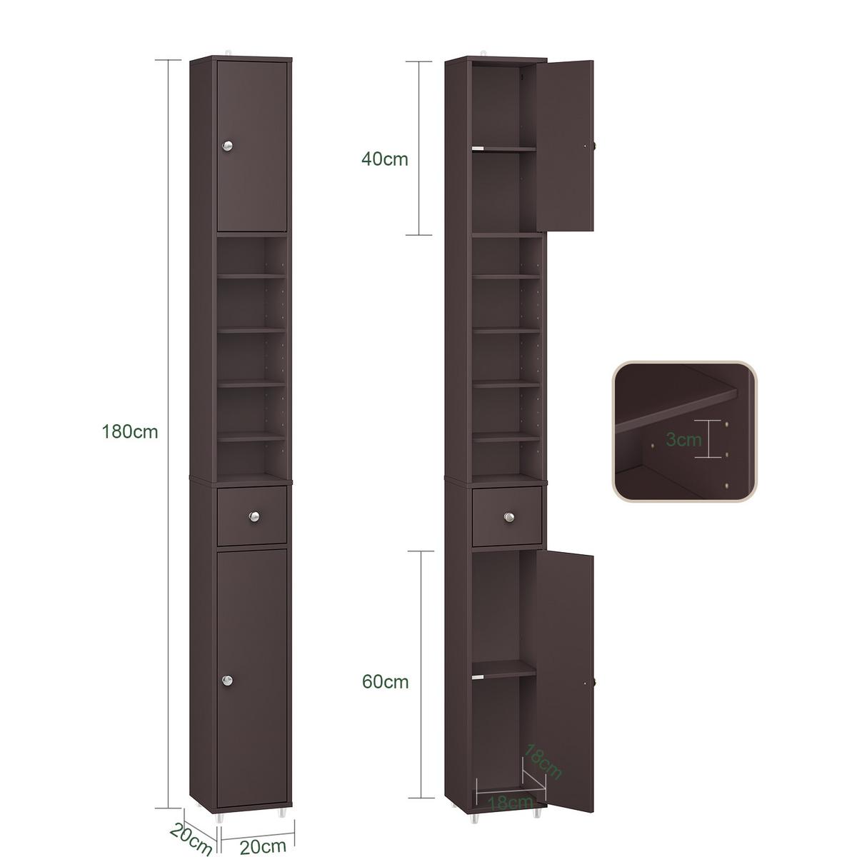HOCHSCHRANK Braun - Braun, Holzwerkstoff (20/180/20cm) - SoBuy