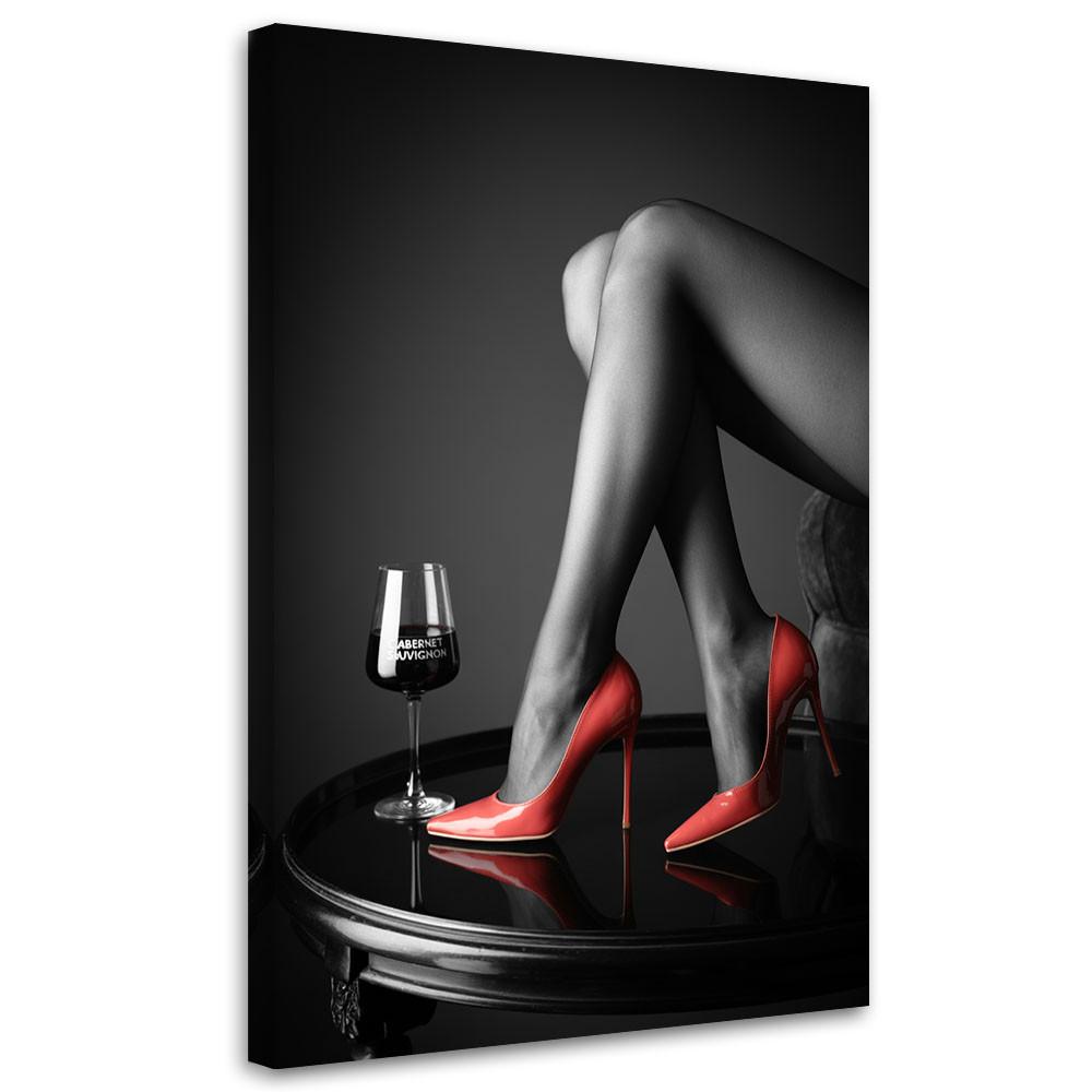 LEINWANDBILD Frau in roten High Heels 40x60cm - Schwarz, Textil (40/60cm) - Feeby