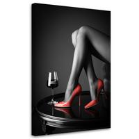 LEINWANDBILD Frau in roten High Heels 40x60cm - Schwarz, Textil (40/60cm) - Feeby