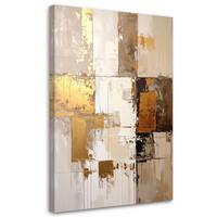 LEINWANDBILDER, Abstrakt in Beige und Gold - Goldfarben, Textil (80/120cm) - Feeby
