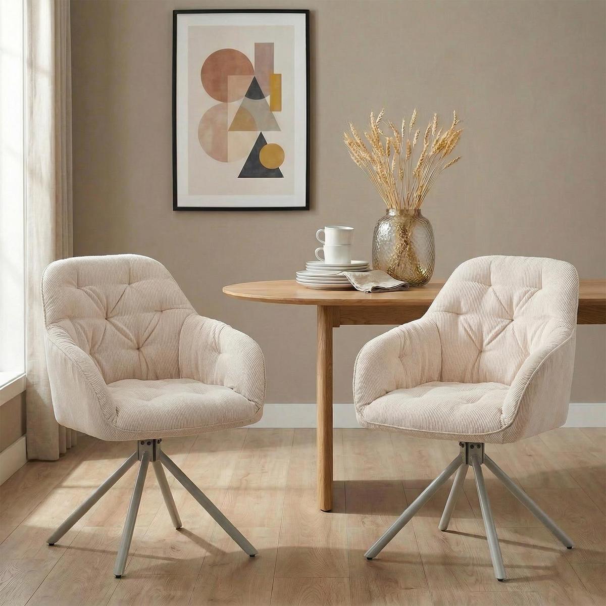 ESSZIMMERSTÜHLE AYA 2er-Set cremeweiß - Creme, Textil (57/83/45cm) - IDIMEX