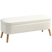 TRUHENBANK mit Fleece-Optik, Holzbeine für Wohnzimmer - Creme, Textil (42/45/120cm) - HOMCOM