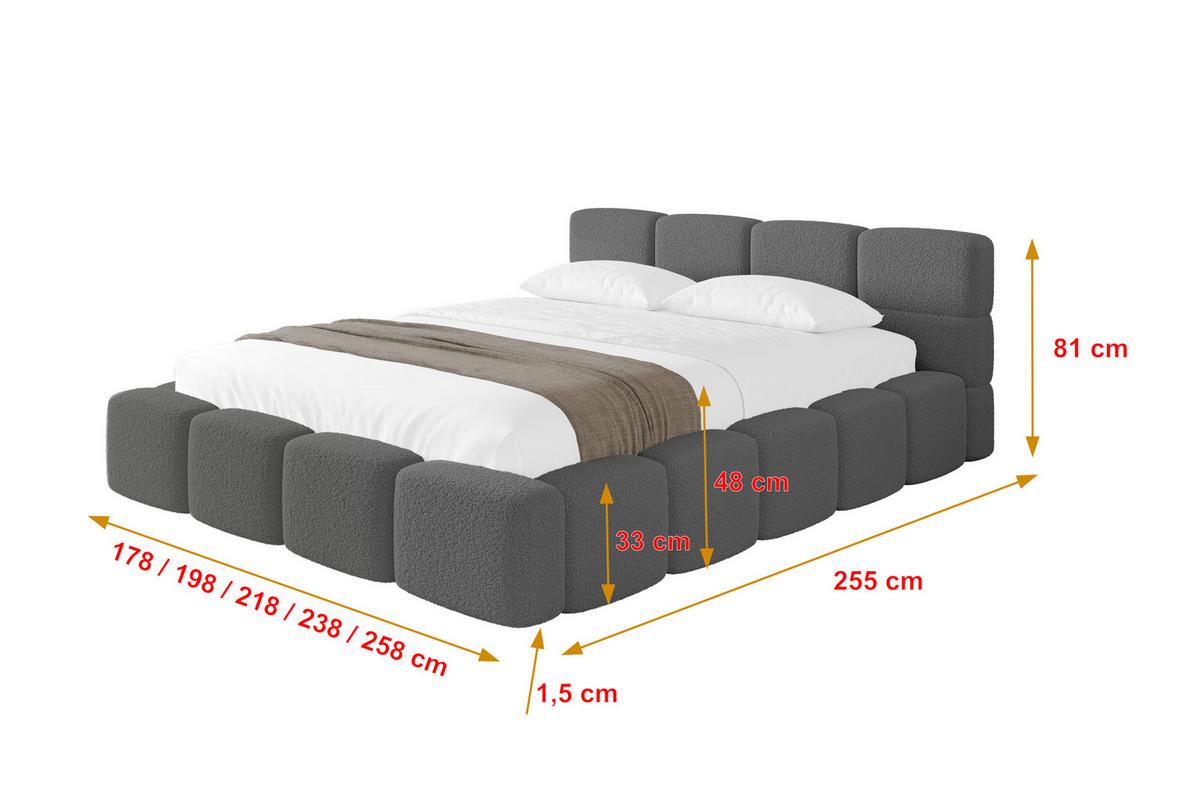 POLSTERBETT mit Bettkasten und Lattenrost, Bett mit Matratze H3/H4, Kopfteil, Boxbett, Doppelbett mit Stauraum - NATA-v1 160x200 Grau - Grau, Holzwerkstoff/Textil (160/200cm) - ALTDECOR