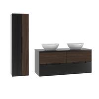 BADMÖBEL 120.6cm Sylla 2er-Set Schwarz und Holz - Schwarz, Holzwerkstoff (120.6/52.2/45.8cm) - Petits-meubles