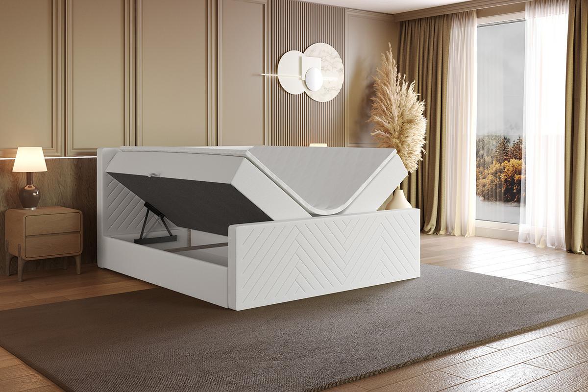 BOXBETT mit Matratze und Lattenrost - VEXA-Z - 160x200 - Weiß Kunstleder - Weiß, Holzwerkstoff (160/200cm) - ALTDECOR