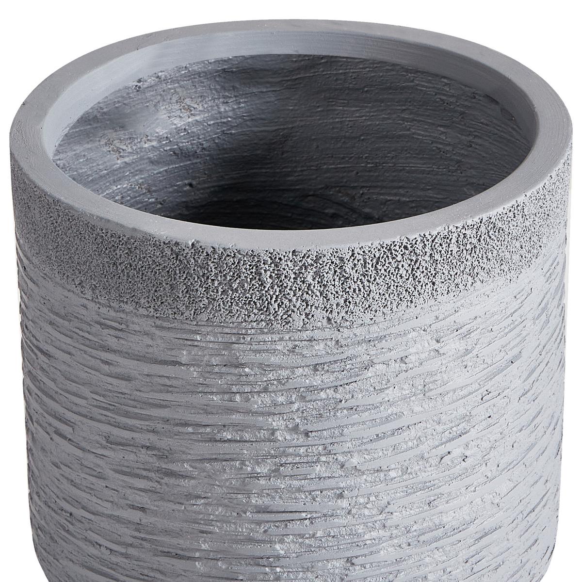 BLUMENTOPF grau rund 26/26/25 cm Samos - Grau, Naturmaterialien (25cm) - Beliani