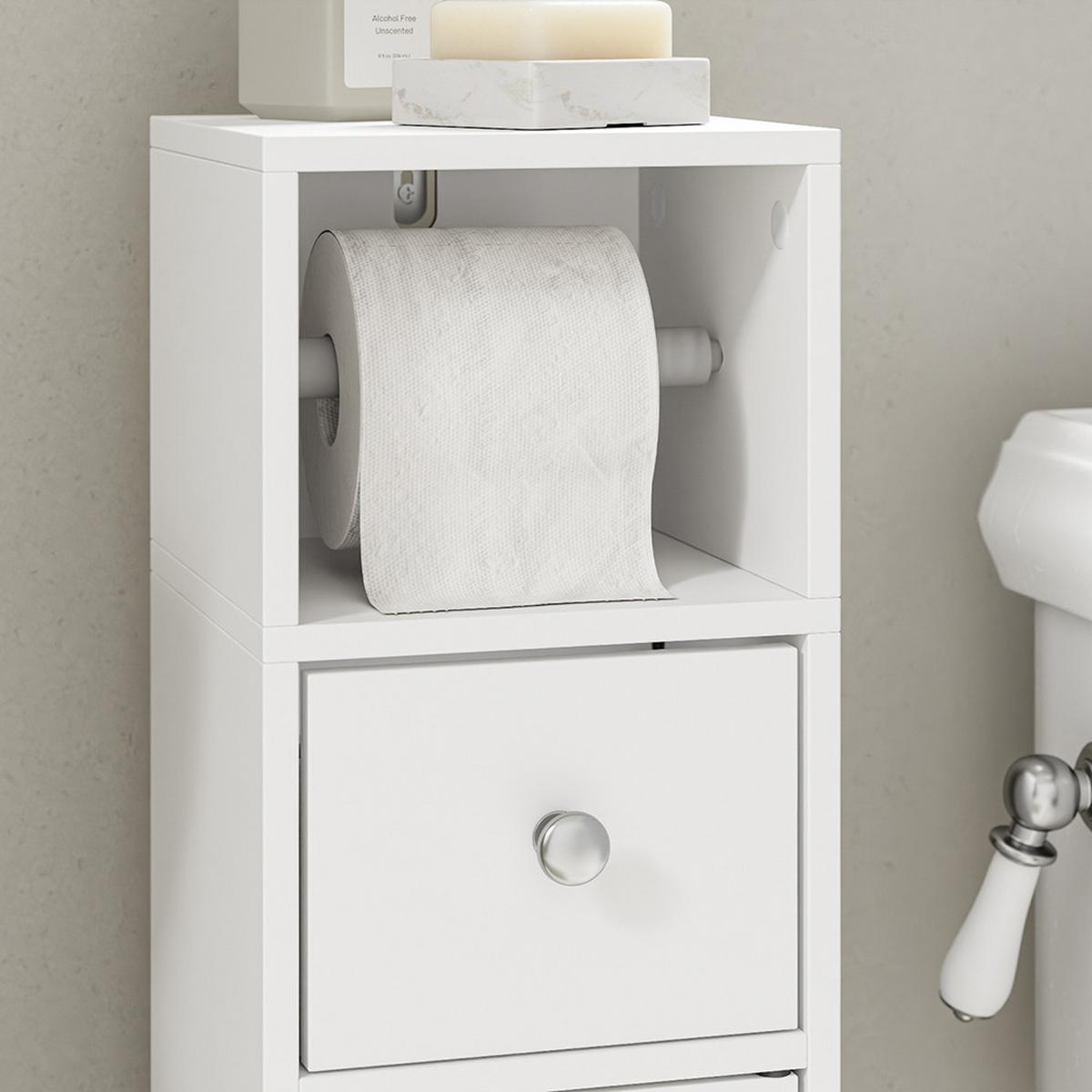 SCHMALER Badezimmerschrank mit Toilettenpapierhalter BZR219-W - Ahornfarben, Fell (20/85/20cm) - SoBuy