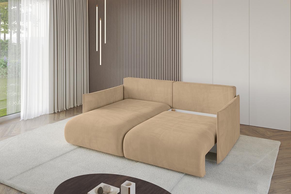 ECKSOFA Ottomane links ONESK-L 216x177x72 Grün Velours - Beige, Holzwerkstoff/Kunststoff (216/177cm) - ALTDECOR
