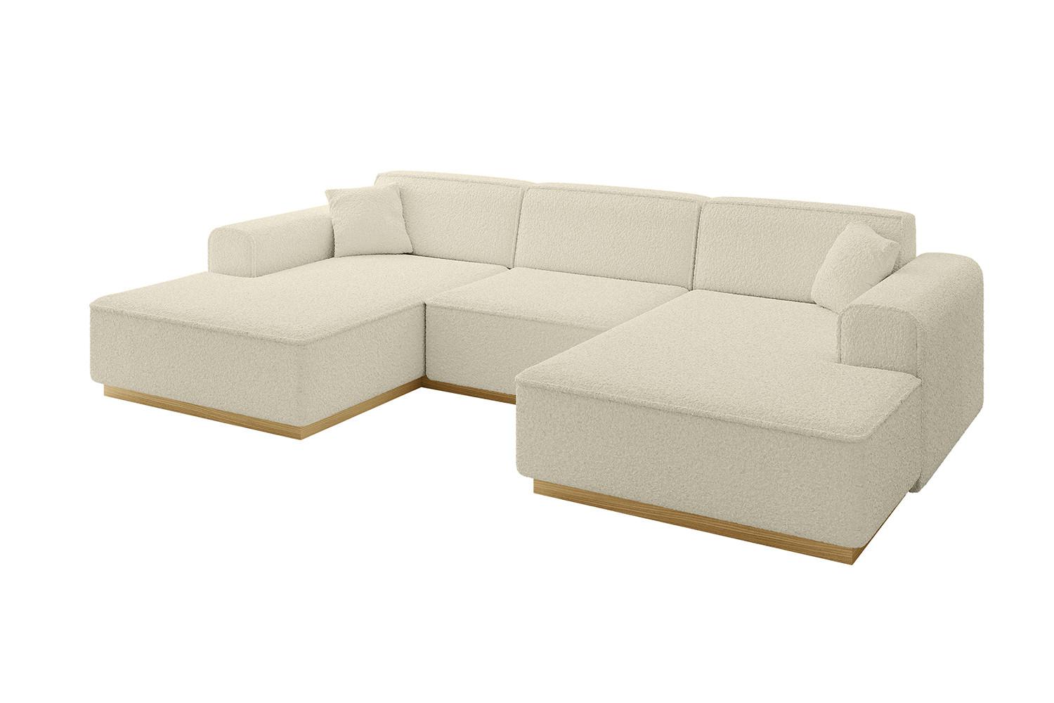WOHNLANDSCHAFT IREA-U1-v2 - 301x165x80 cm Beige - Hellbraun/Creme, Holzwerkstoff/Textil (301/80/165cm) - ALTDECOR