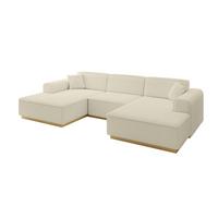 WOHNLANDSCHAFT IREA-U1-v2 - 301x165x80 cm Beige - Hellbraun/Creme, Holzwerkstoff/Textil (301/80/165cm) - ALTDECOR
