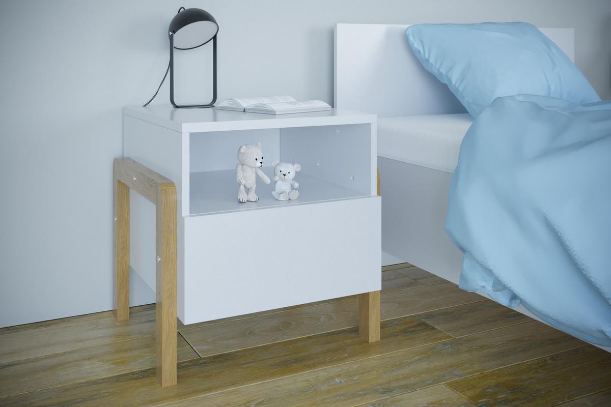 KINDER-NACHTTISCH Victor Weiß 45/46/40 - Weiß, Holzwerkstoff (45/46/40cm) - RAUMHIRSCH FURNITURE