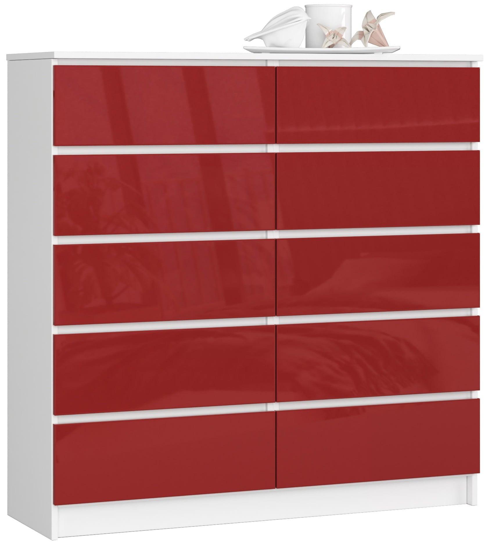 KOMMODE Weiß, Rot Glanz 121/120/40 - Weiß, Holzwerkstoff (120/121/40cm) - RAUMHIRSCH FURNITURE