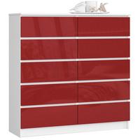 KOMMODE Weiß, Rot Glanz 121/120/40 - Weiß, Holzwerkstoff (120/121/40cm) - RAUMHIRSCH FURNITURE
