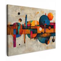 LEINWANDBILD Vintage - Moderne Kunst - Orange - Geometrische Formen Wandbild 40x30 cm - Multicolor, Textil (40/30cm) - MuchoWow