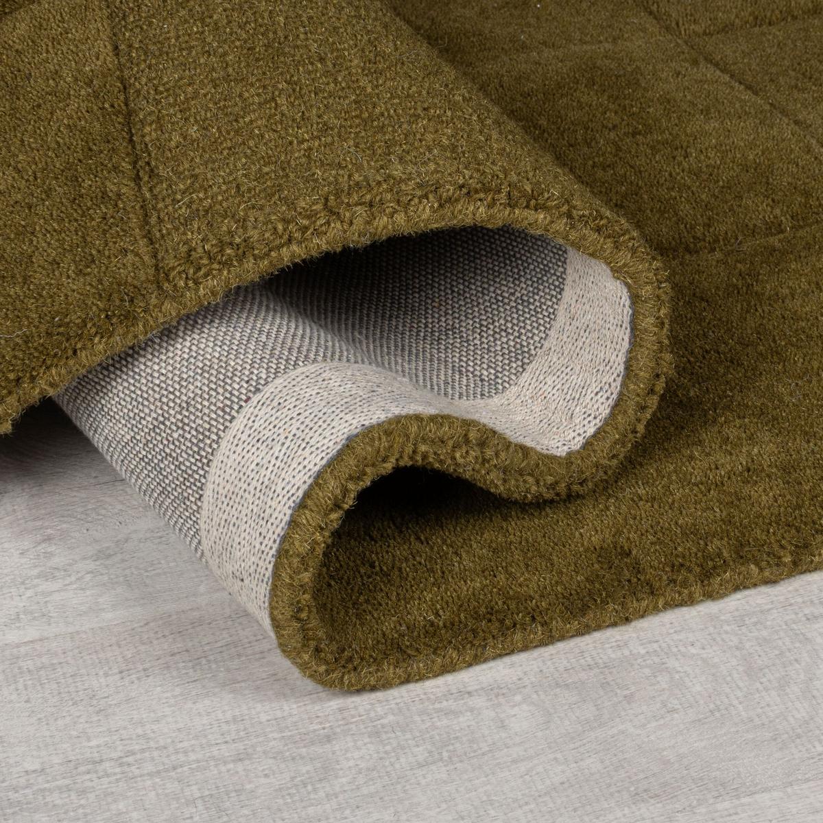 WOLLTEPPICH DEBEN, mit Schachbrettmuster, Grün, 120 x 170 cm - Grün, Textil (170/120cm) - KADIMA DESIGN