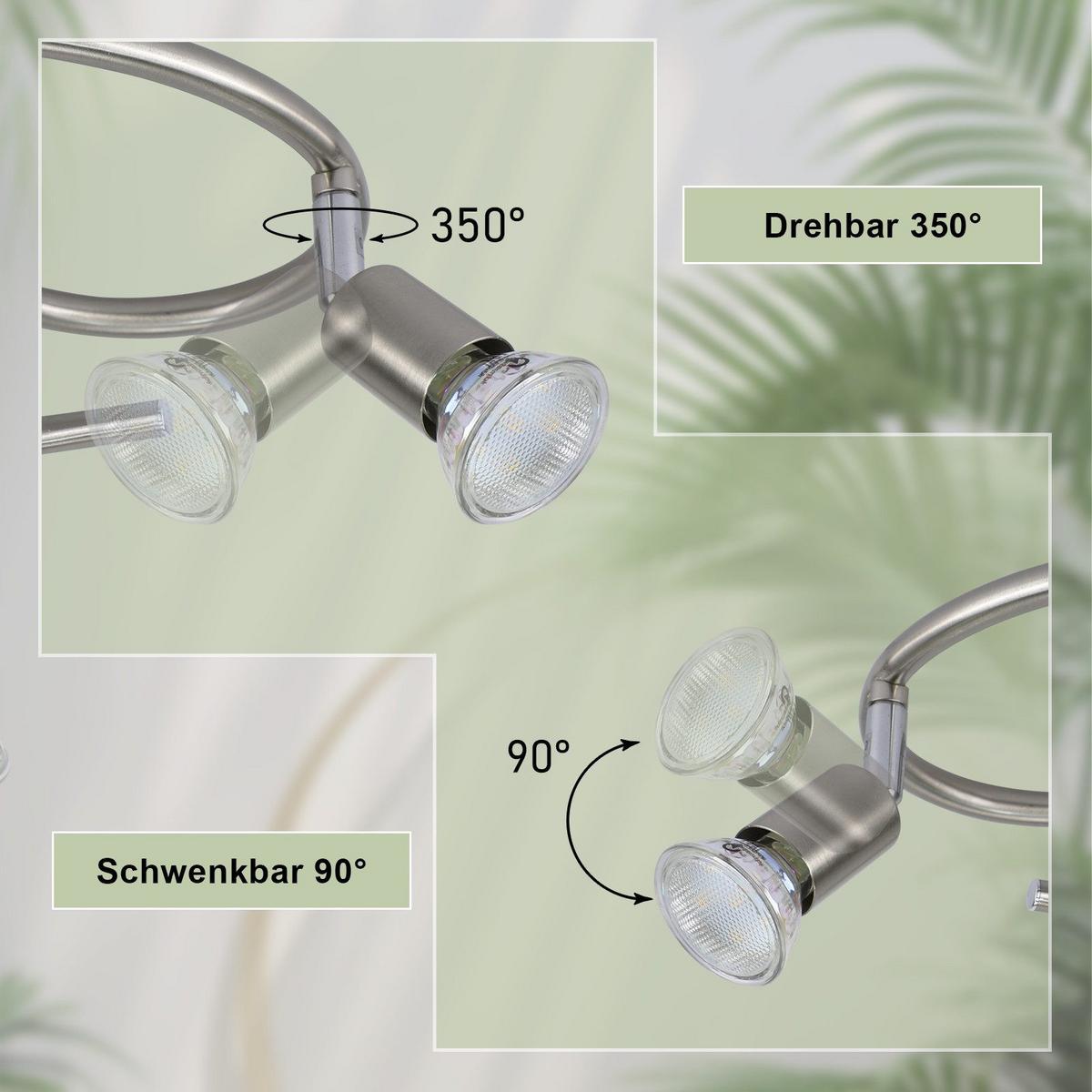 DECKENSTRAHLER Lyng 3-flammig 42/15/42cm - Silberfarben, Metall (42/15/42cm) - Nettlife