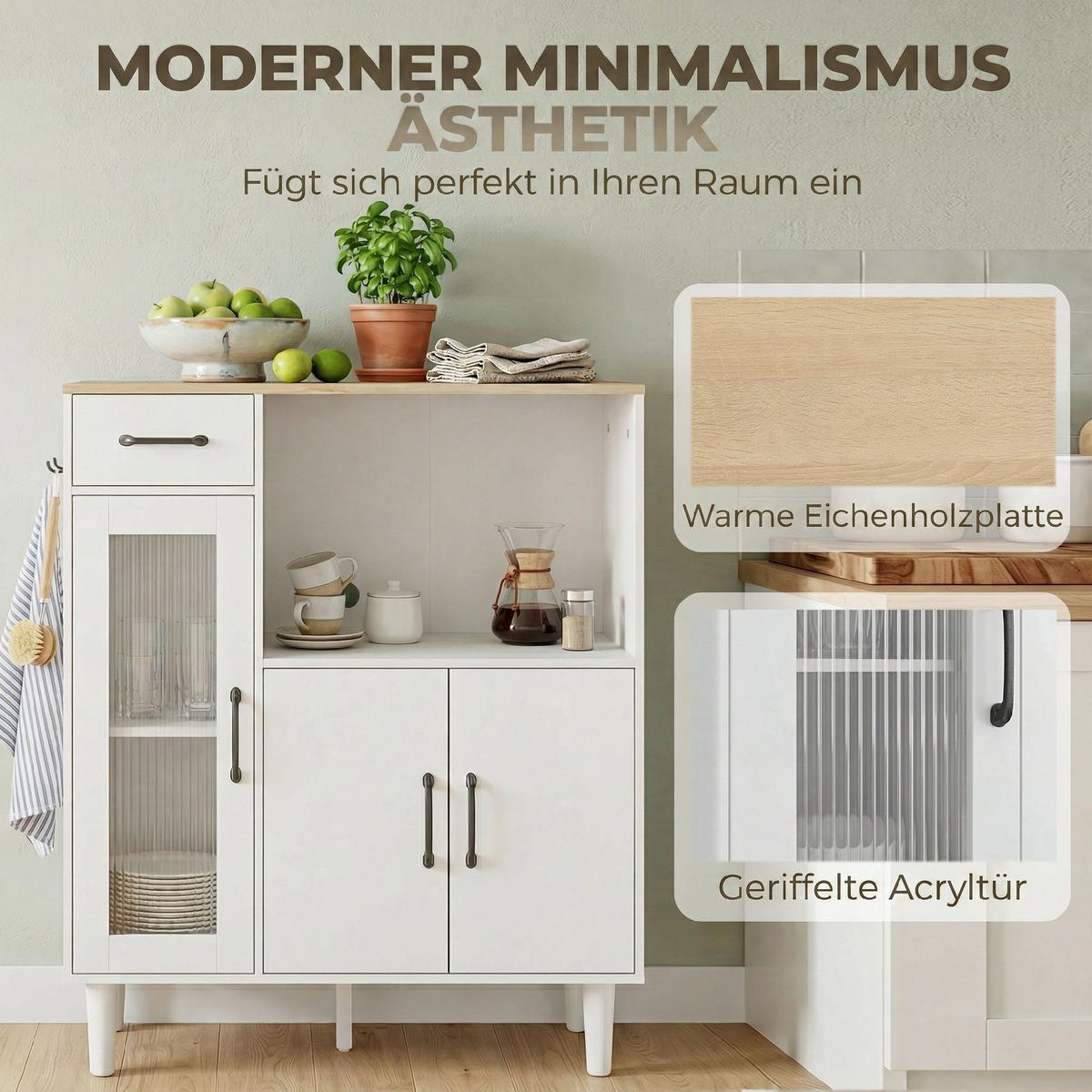 KLAPPTISCH MDF Weiß Naturholz - Weiß, Holz/Holzwerkstoff (168.2/85/73cm) - HOMCOM
