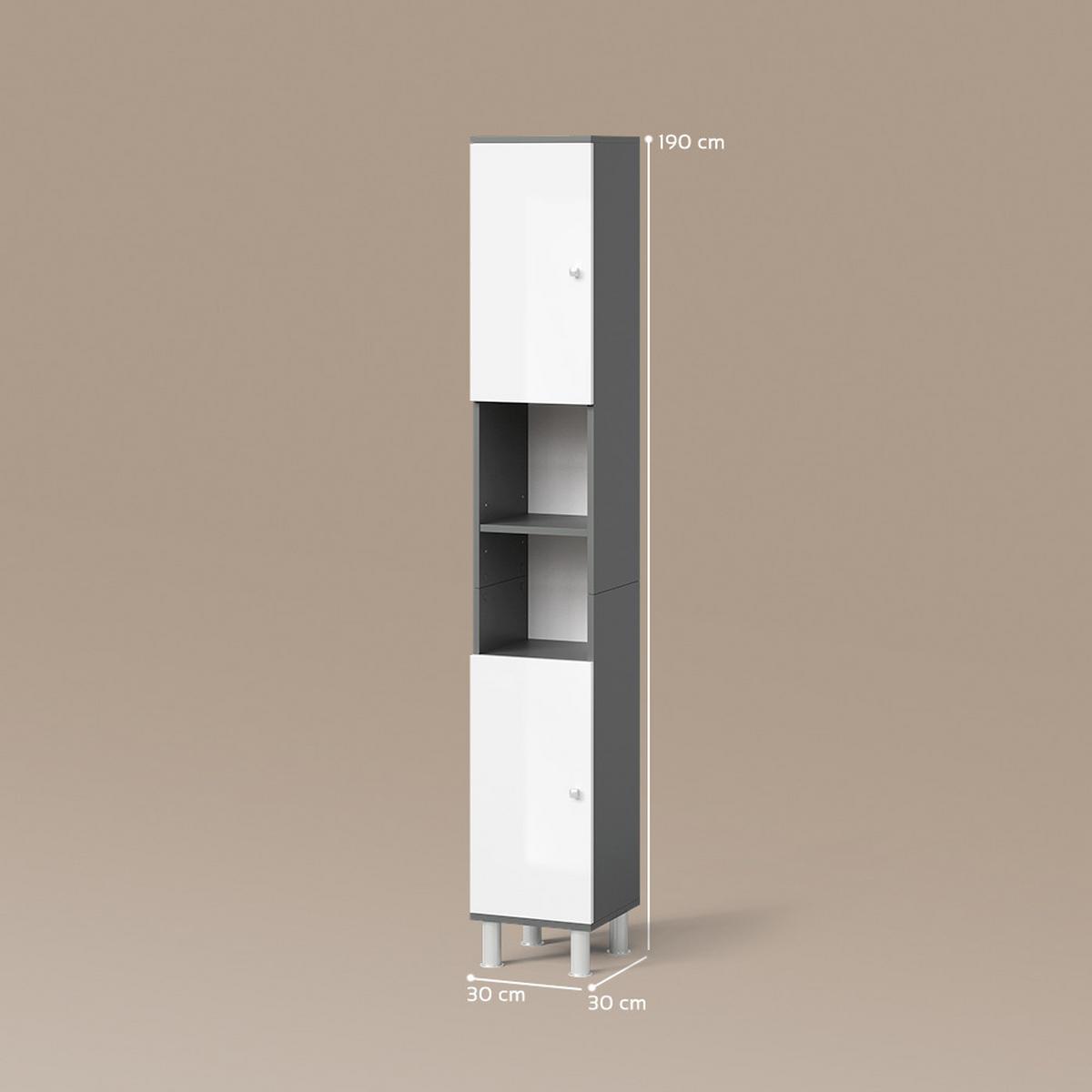 BADSCHRANK Fucino Anthrazit 30 x 190 cm - Anthrazit, Holzwerkstoff (30/190/30cm) - Livinity®