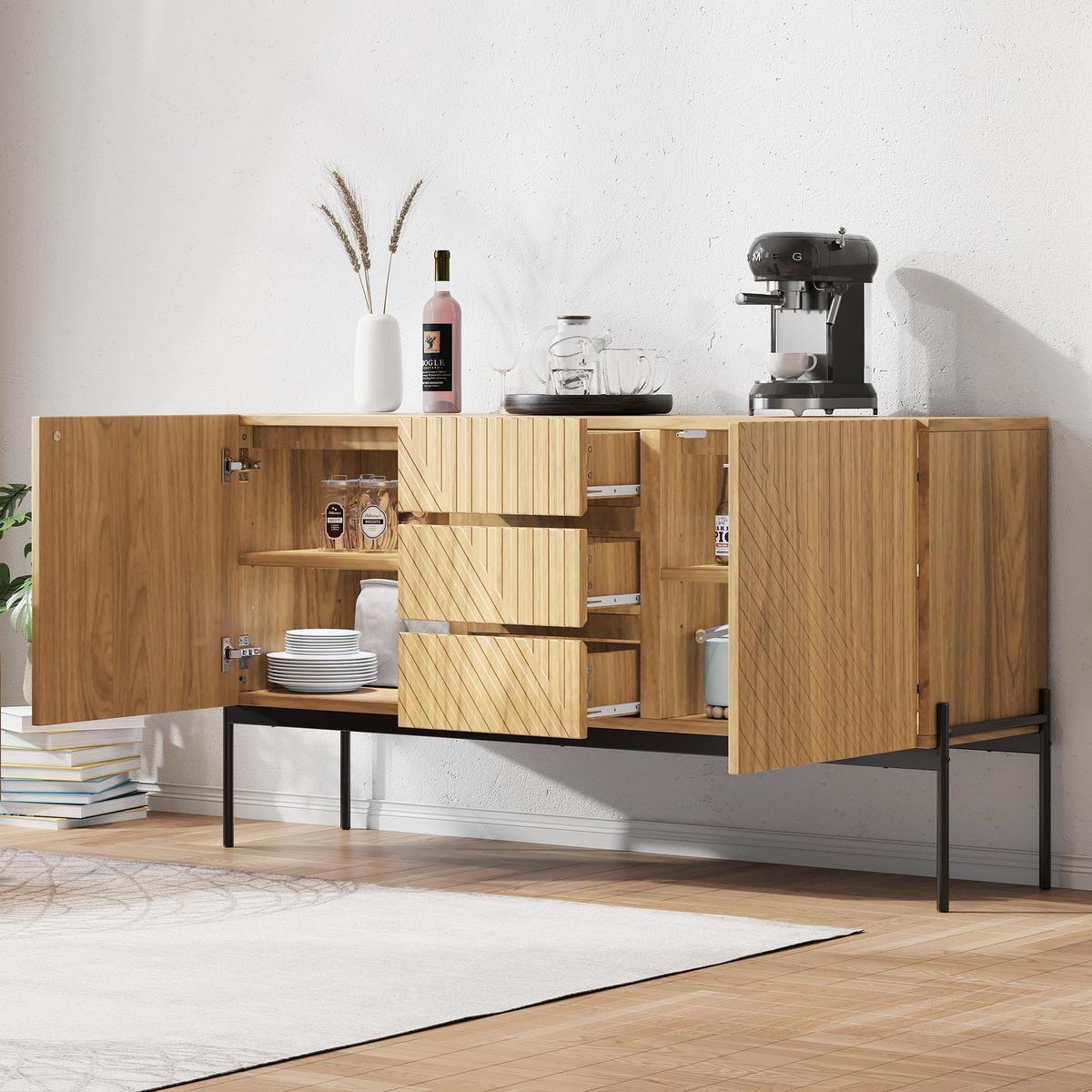 SIDEBOARD mit Eichenholz Modernes Design mit Stauraum - Eiche San Remo, Holzwerkstoff (140/75/40cm) - Urban Meuble