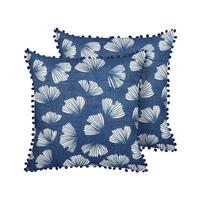 DEKOKISSEN 2er-Set Dunkelblau 45/45 cm Dandelion - Dunkelblau, Textil (45/45cm) - Beliani