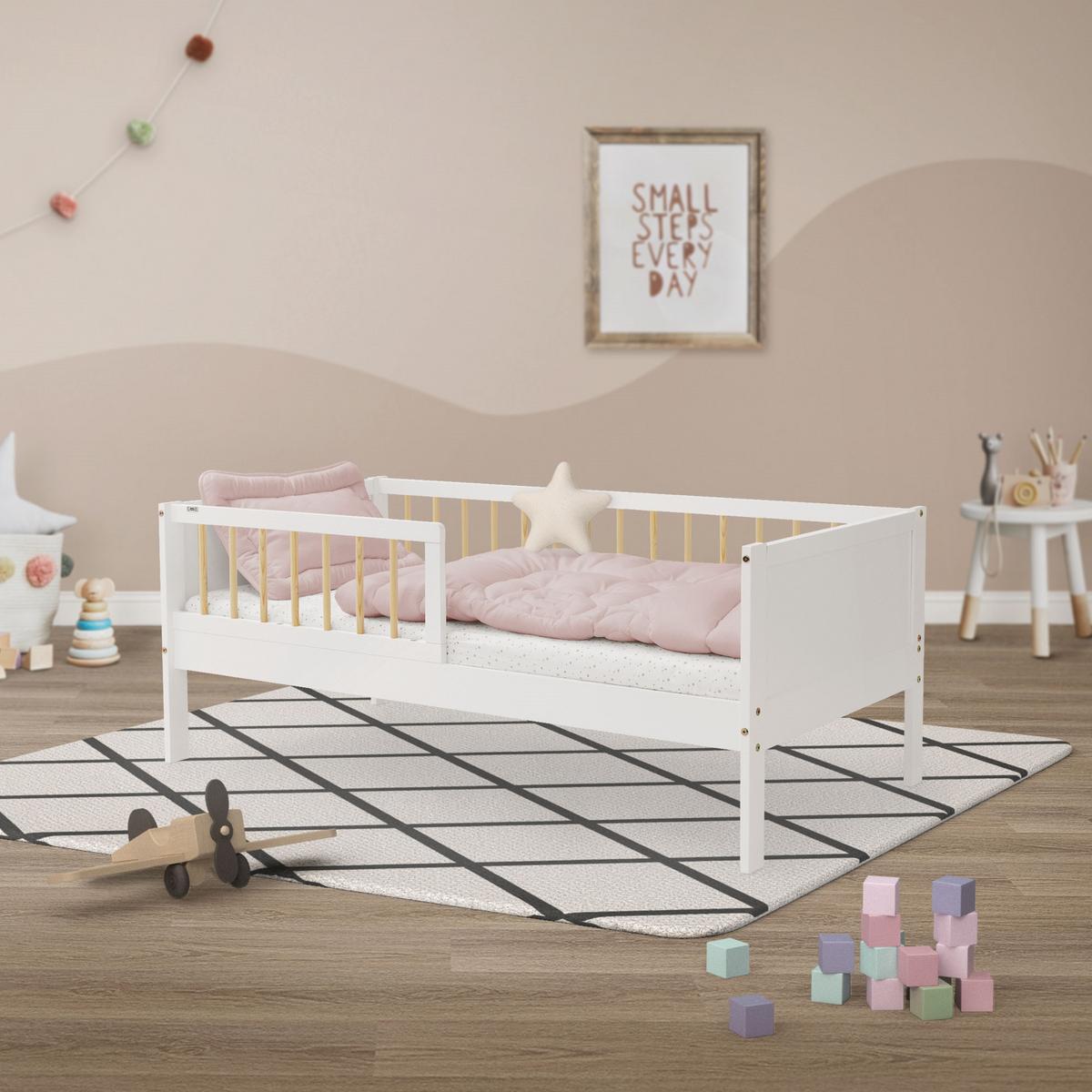 KINDERBETT 70x140 cm Weiß/Natur - Multicolor, Holz (70/140cm) - ML-DESIGN