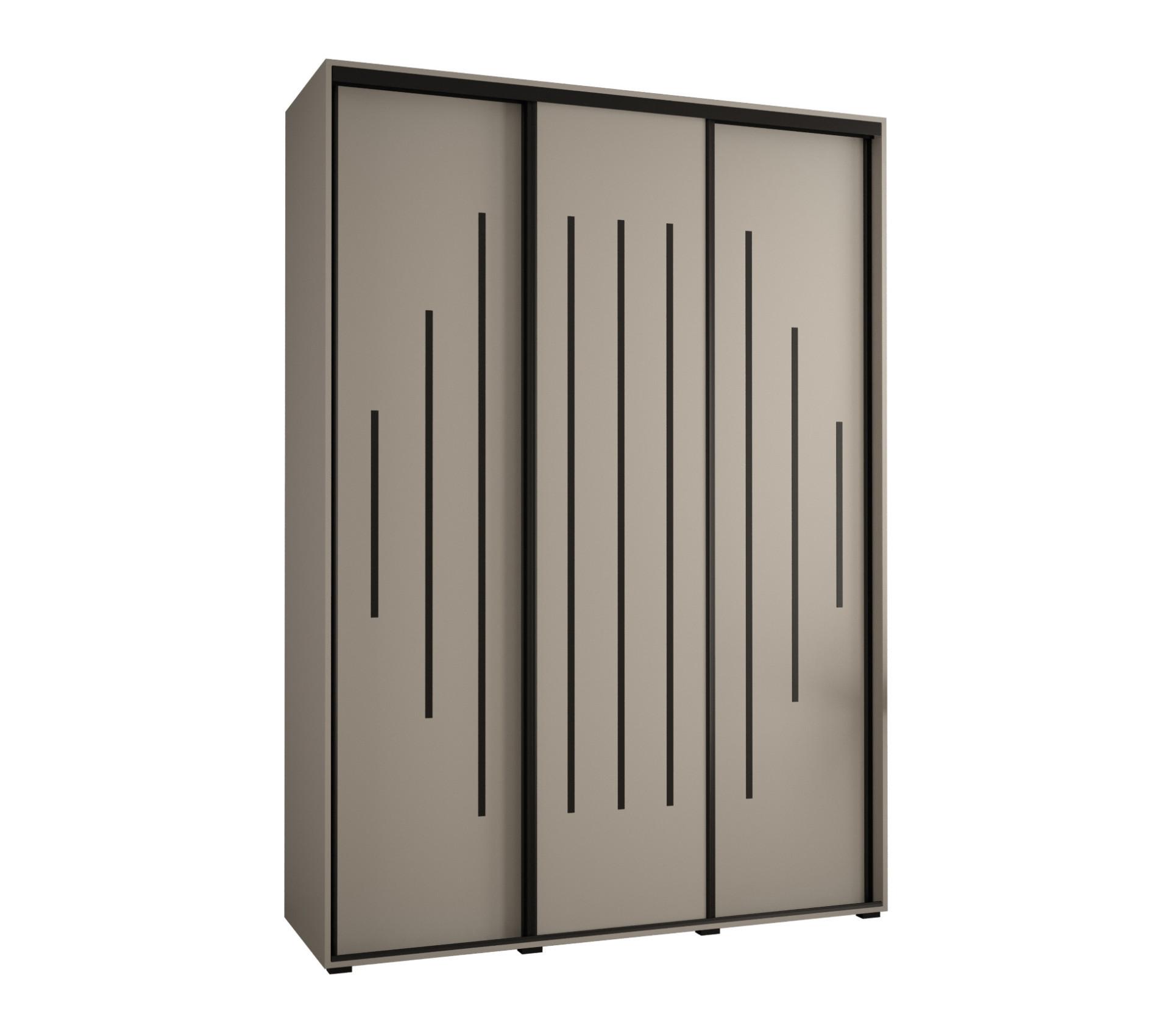 SCHWEBETÜRENSCHRANK 235,2/170/60 3-türig - Kaschmir/Schwarz, Holz/Metall (170/235.2/60cm) - MÖBEL KRYSPOL