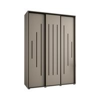 SCHWEBETÜRENSCHRANK 235,2/170/60 3-türig - Kaschmir/Schwarz, Holz/Metall (170/235.2/60cm) - MÖBEL KRYSPOL