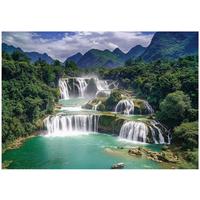 FOTOTAPETE 3D Effekt Wasserfall Natur Wald Wohnzimmer 400x280 - Multicolor, Papier (400/280cm) - Wallarena